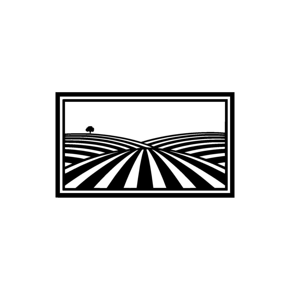Minimalist Landscape Ribboned Horizon Distant Tree vector