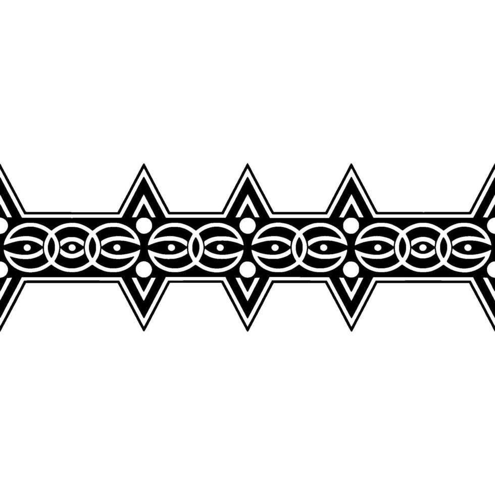 Geometric Celtic Border, Stylized Black and White vector