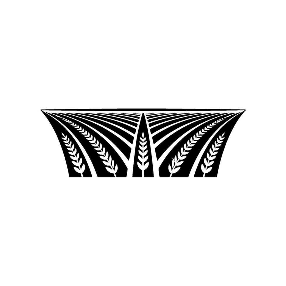Geometric Harvest Stylized Wheat Field Emblem, Agriculture vector