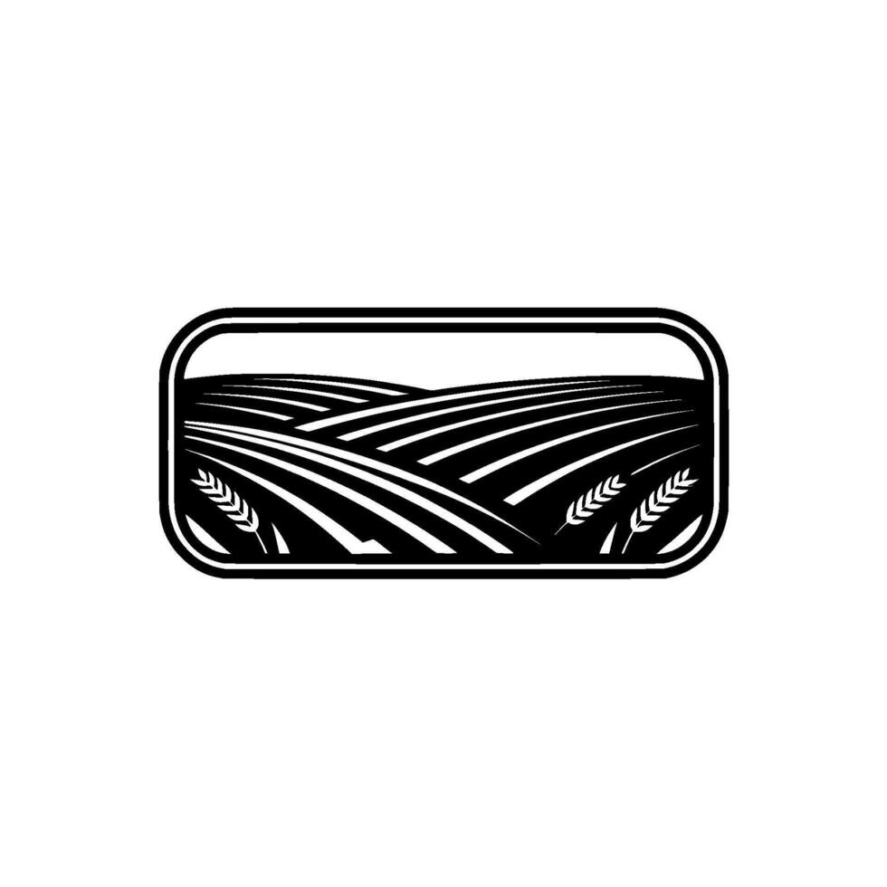 Agricultural Emblem Harvest Fields Wheat Rows vector