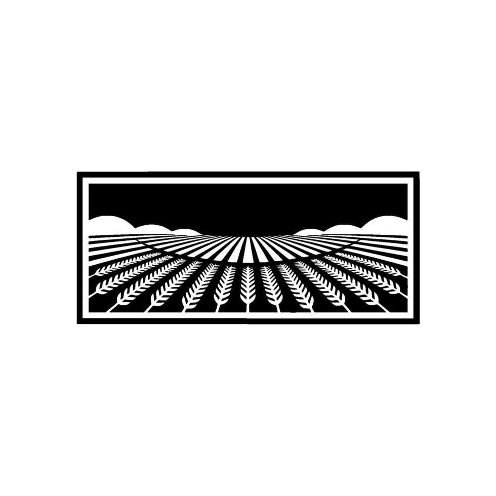 Geometric Harvest Black White Field Emblem vector