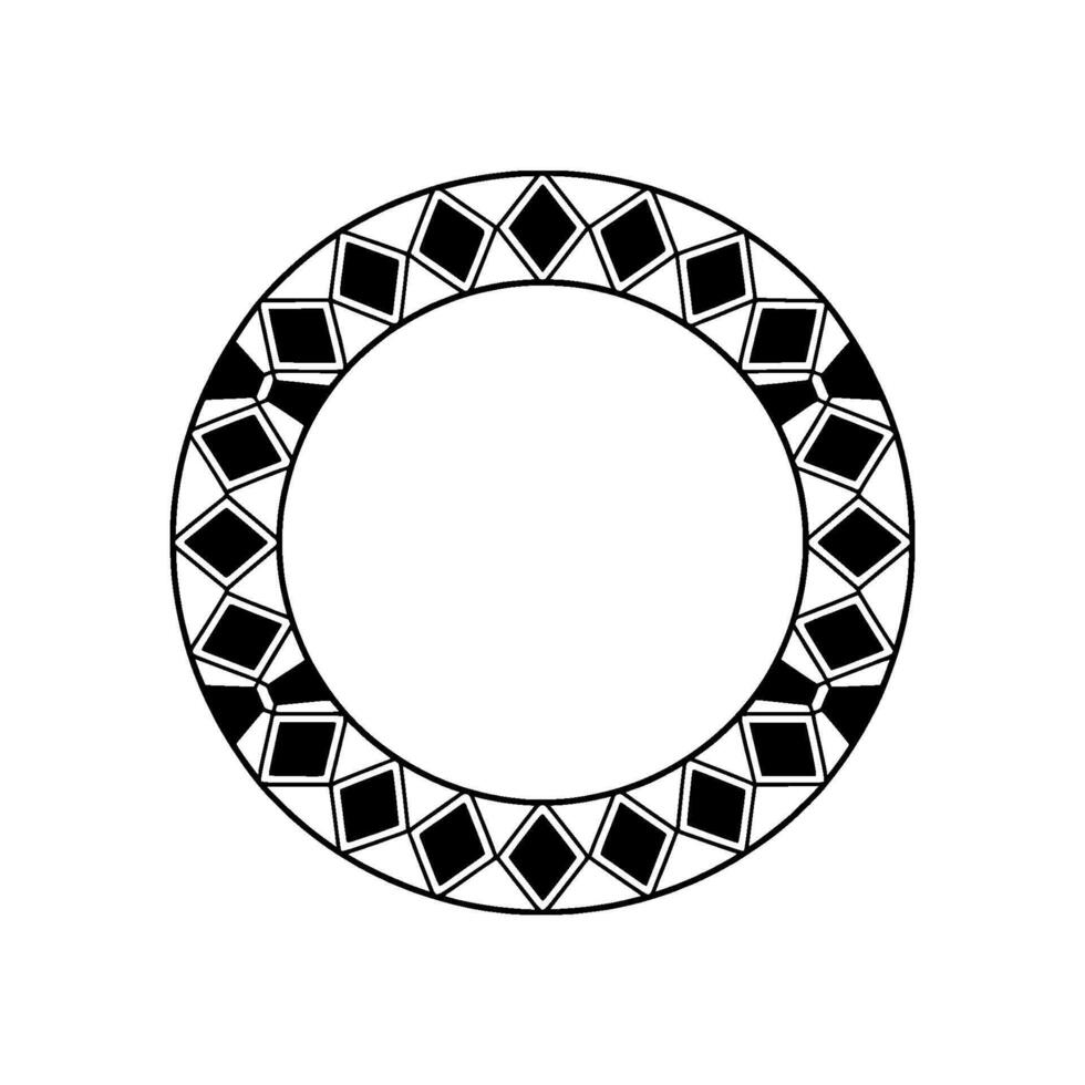 Geometric Circle Frame, Minimalist , Black White Pattern vector