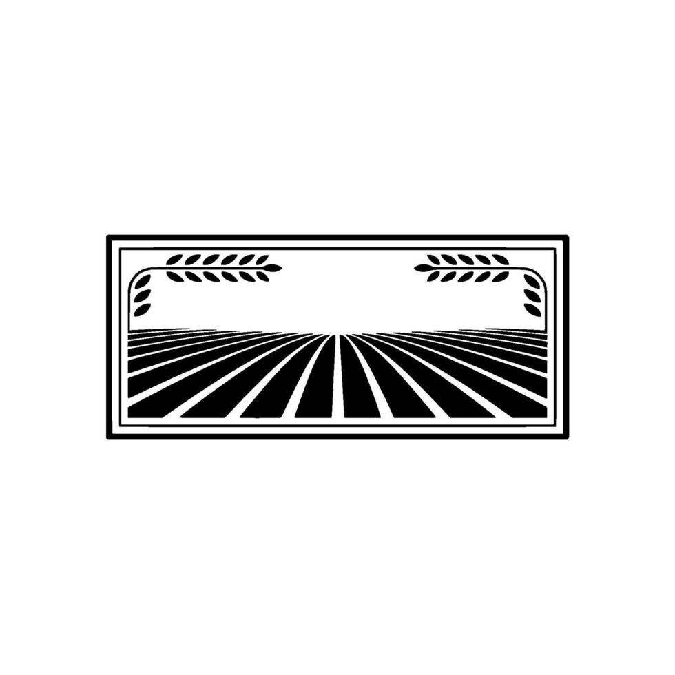 Rustic Harvest Landscape, Emblem vector