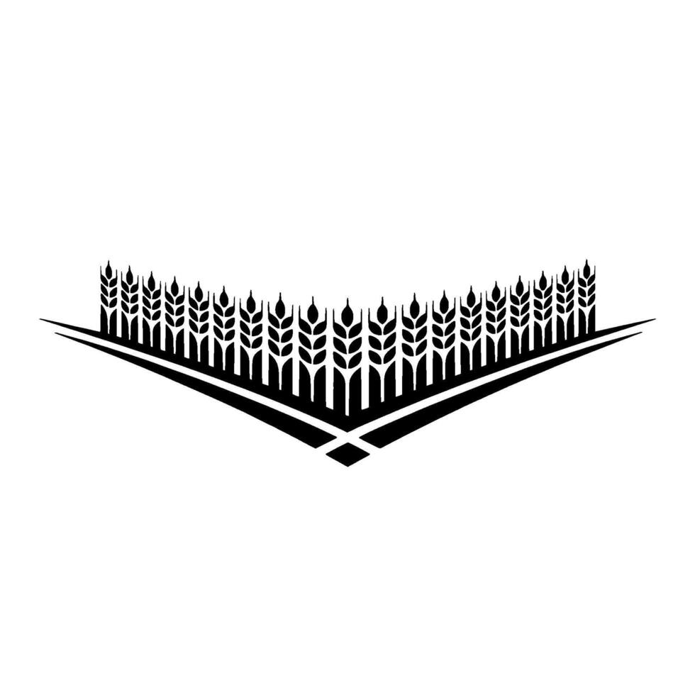 Geometric Wheat Field Emblem, Minimalist Harvest Symbol, Silhouette vector