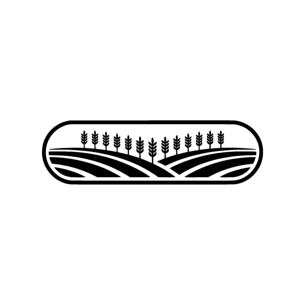 Minimalist Landscape Emblem Harvest, Fields, Growth vector
