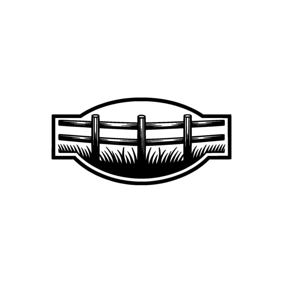 Rustic Farm Boundary, Vintage Silhouette Emblem vector