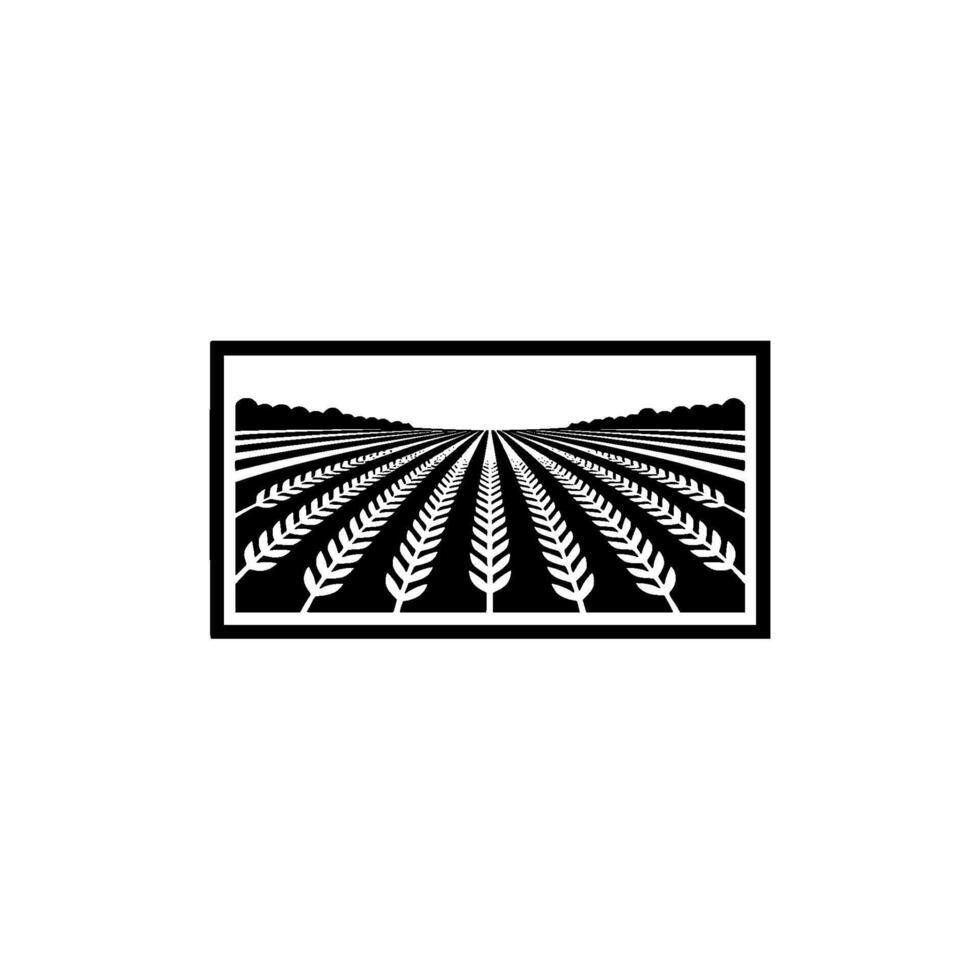 Geometric Wheat Field Emblem, Minimalist Harvest Symbol, Landscape vector