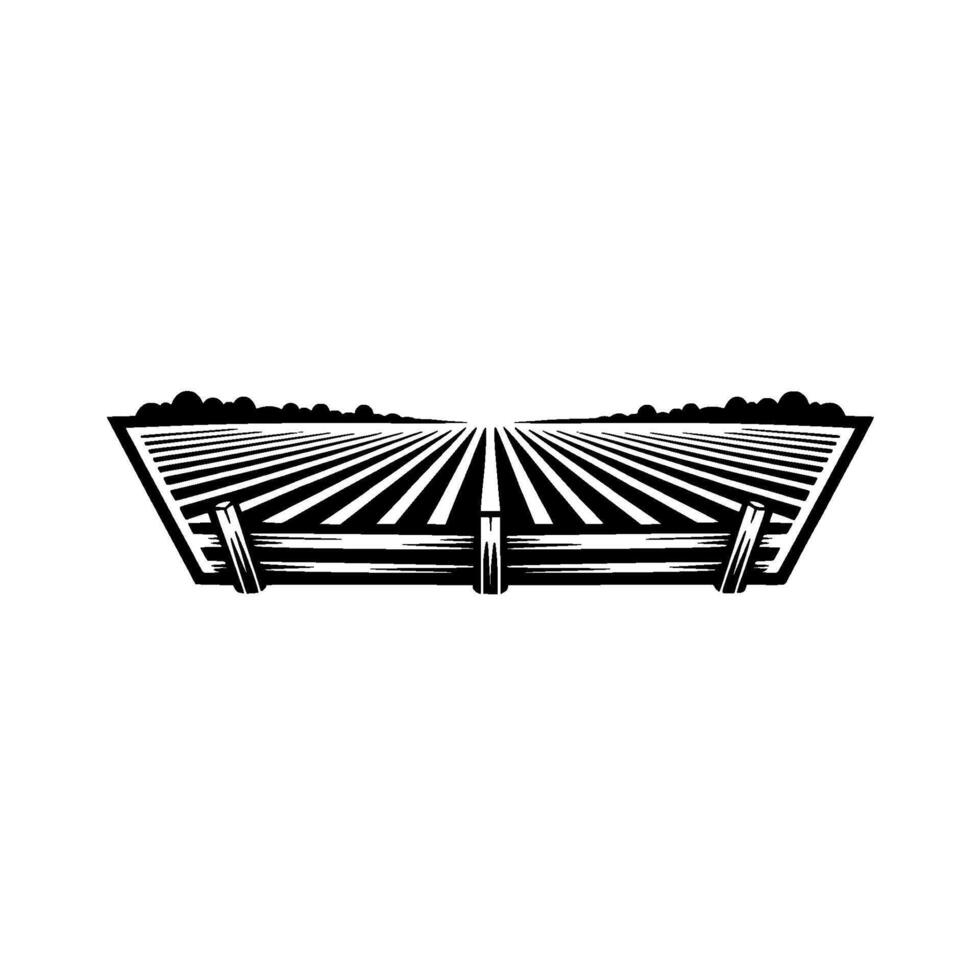 Rustic Horizon Silhouette of a Field and Fence vector
