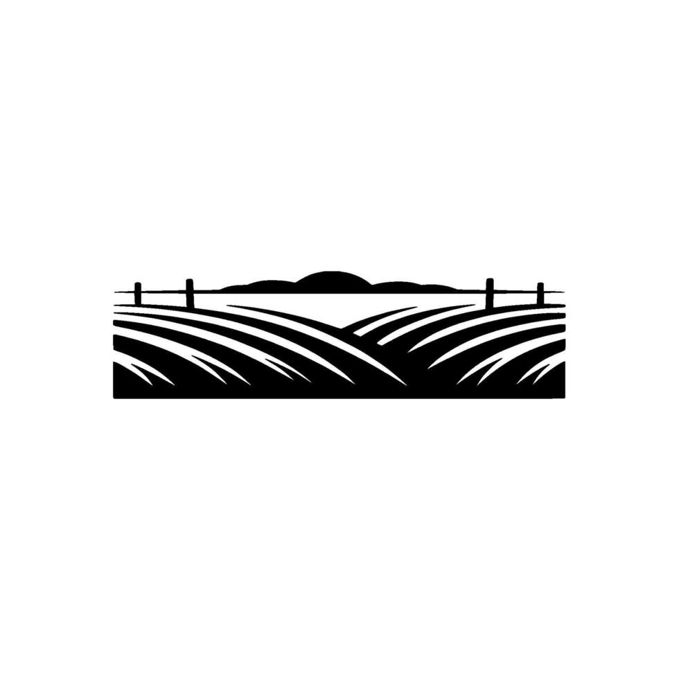 Serene Rural Silhouette Rolling Hills Horizon vector