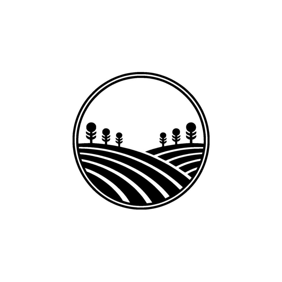 Minimalist Landscape Emblem Rural Serenity Agricultural Heritage vector