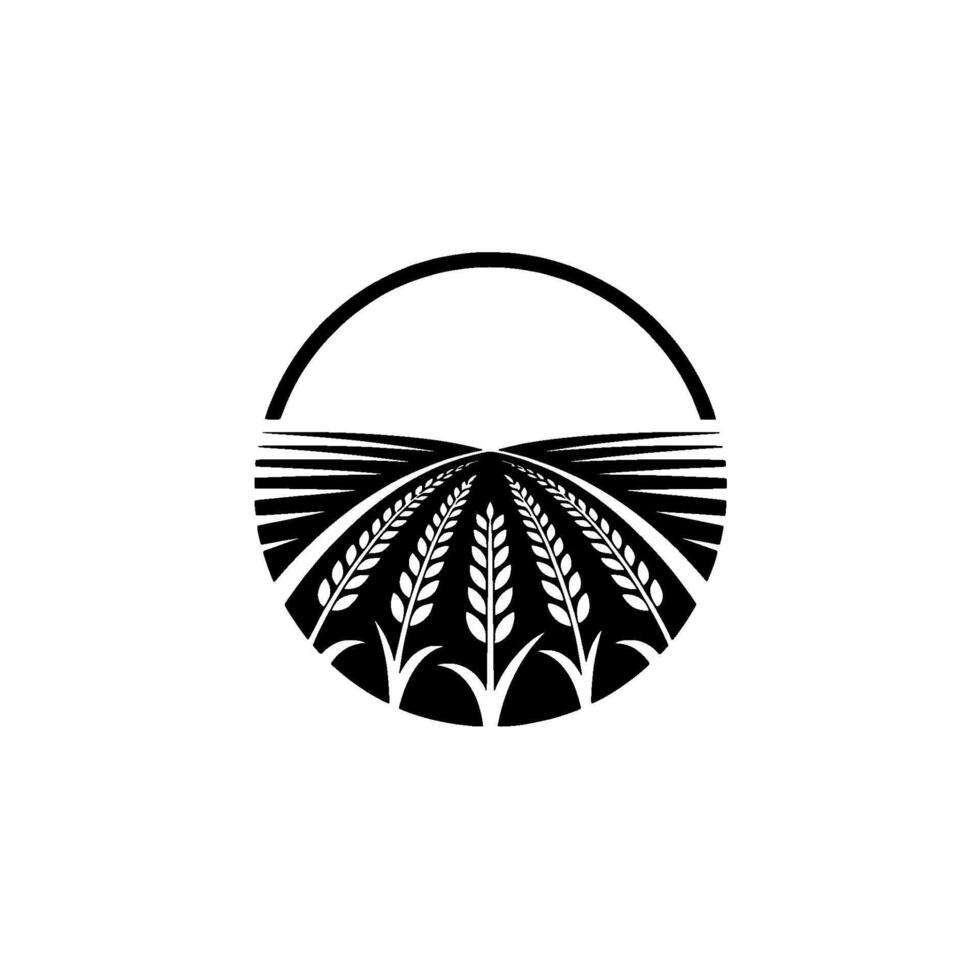 Circular Harvest Emblem Agricultural Symbolism Minimalist vector