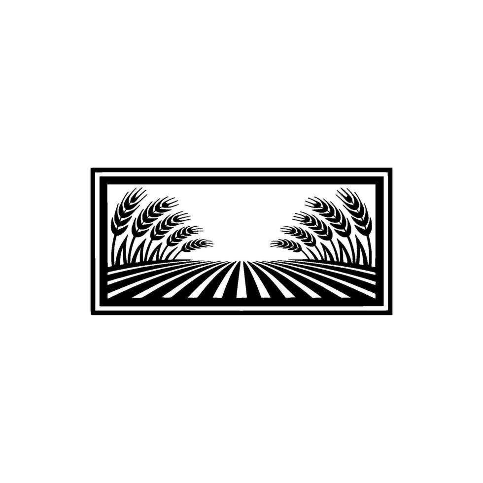 Agricultural Emblem Wheat Field Silhouette vector