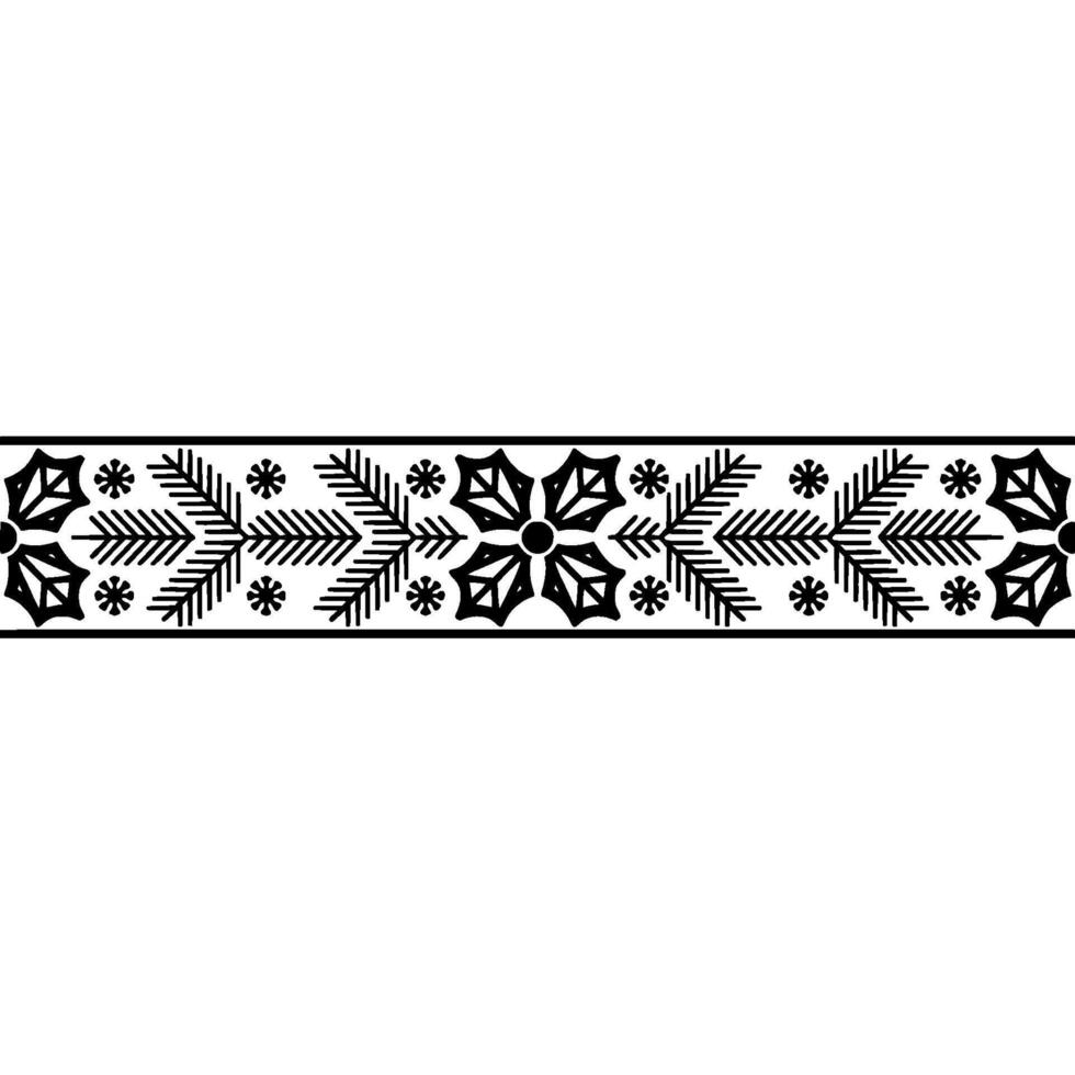 Intricate Black Scandinavian Border, Festive Ornamentation vector
