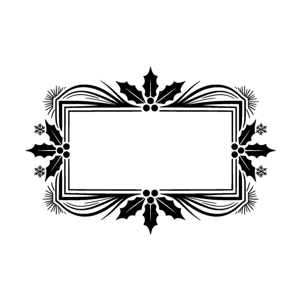 Elegant Winter Frame with Holly and Snowflakes Festive Element vector