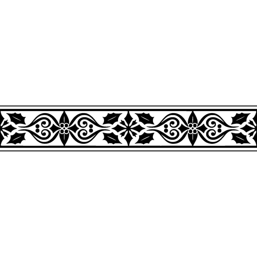 Elegant Black Holly Border , Vintage Ornamentation vector