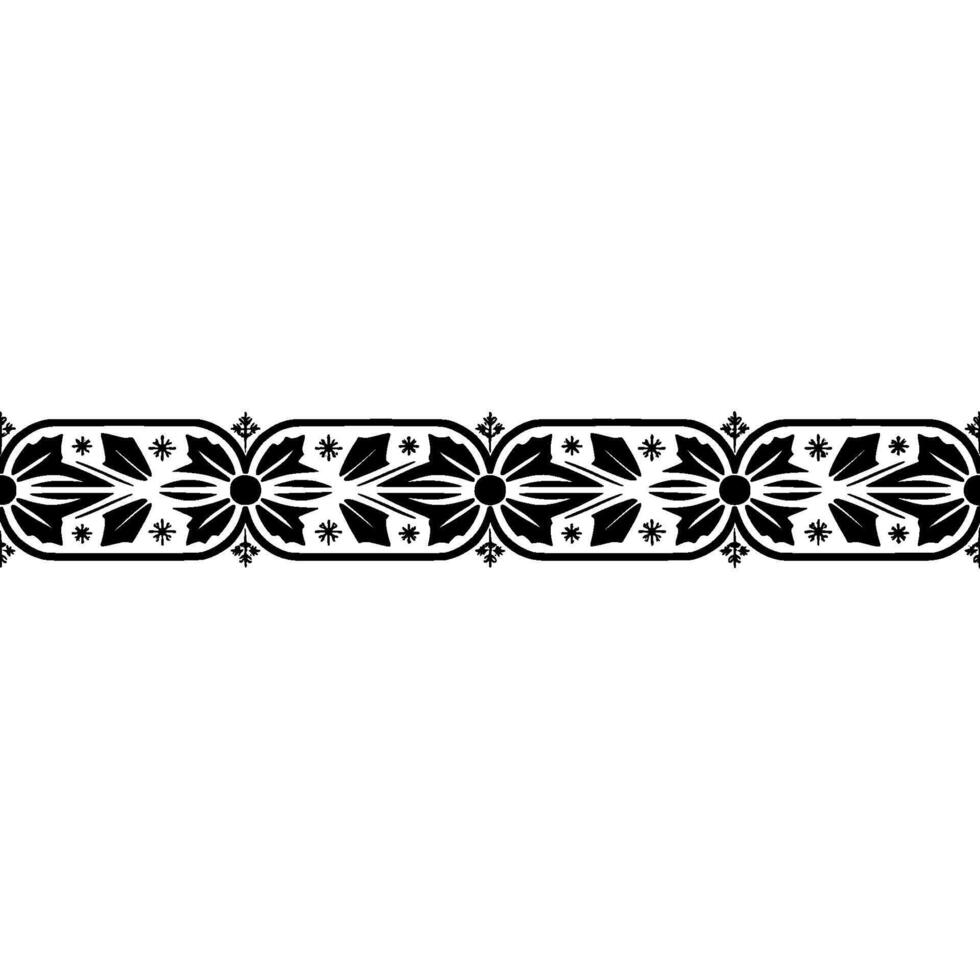Intricate Floral Border, Stylized Black Red Pattern vector