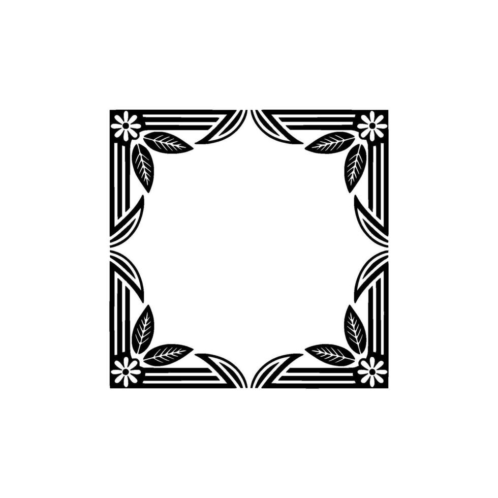 Art Deco Floral Frame Elegant Border, Vintage vector