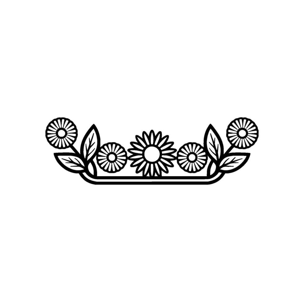 Floral Emblem, Vintage Line Art, Serene Composition vector