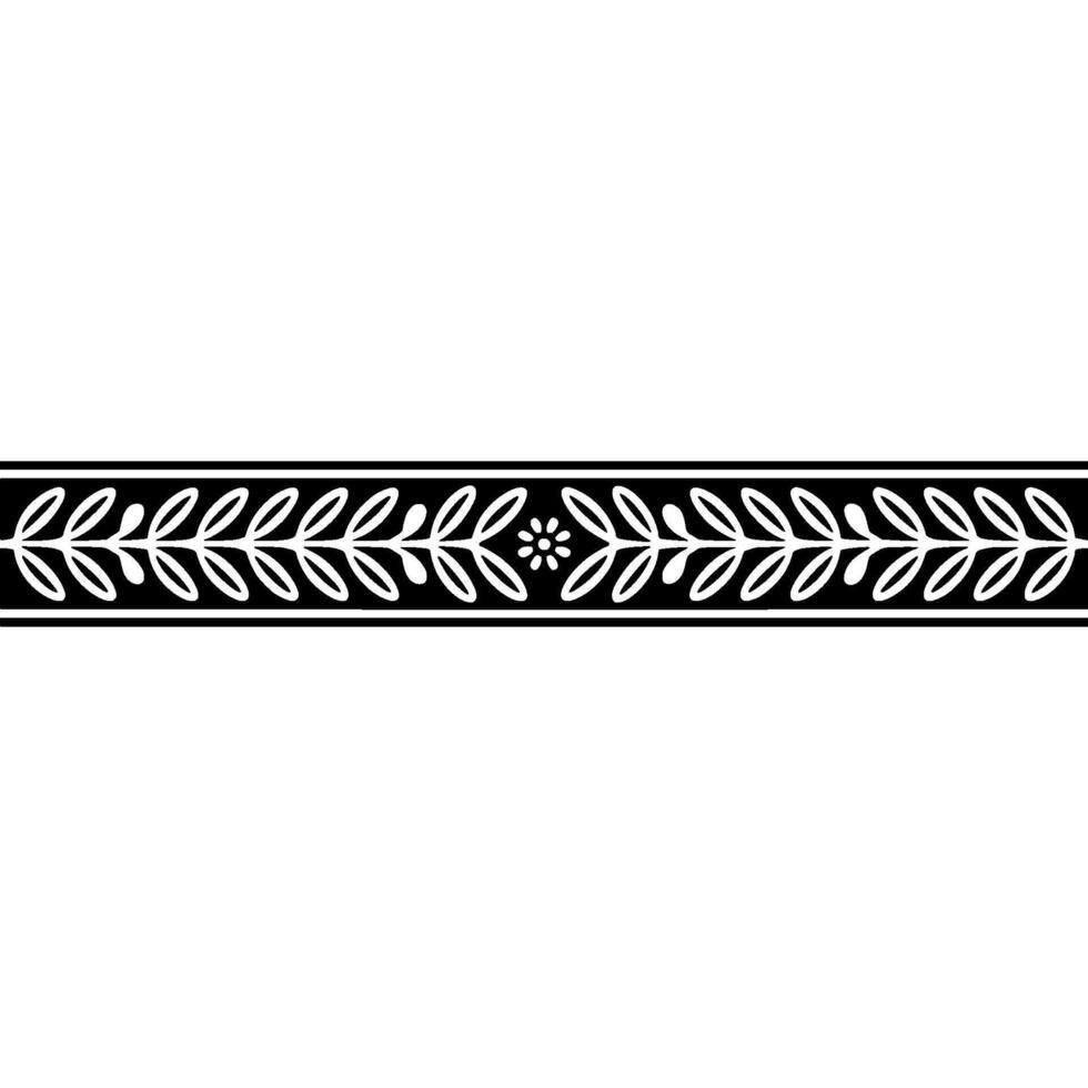 Elegant Black White Laurel Border, Vintage vector
