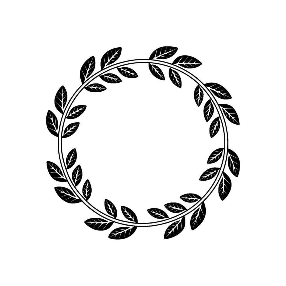 Elegant Botanical Wreath, Minimalist - Leaves vector