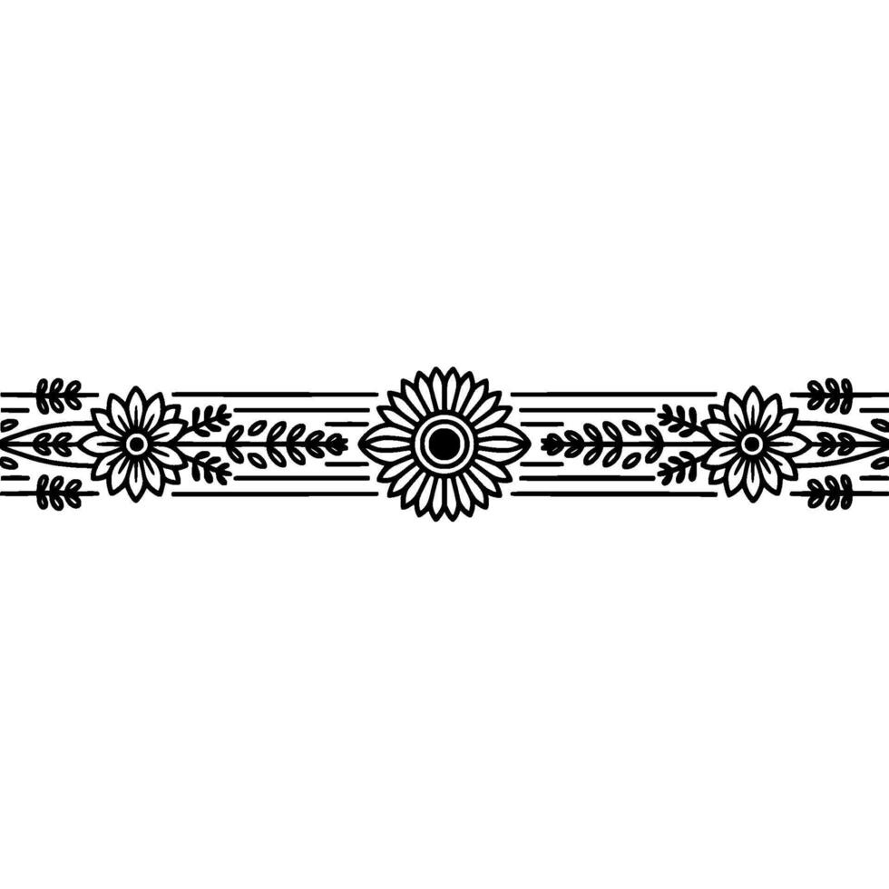 Floral Border Illustration, Vintage Style, Decorative Element, Sunflower vector
