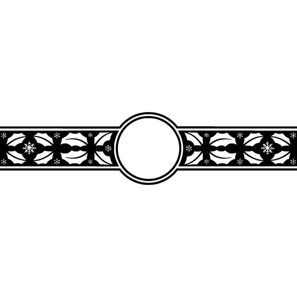 Winter Border, Holly Snowflake Ornamentation, Elegant vector