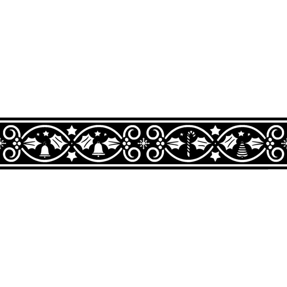 Elegant Black White Christmas Border Ornamentation, Ornament vector