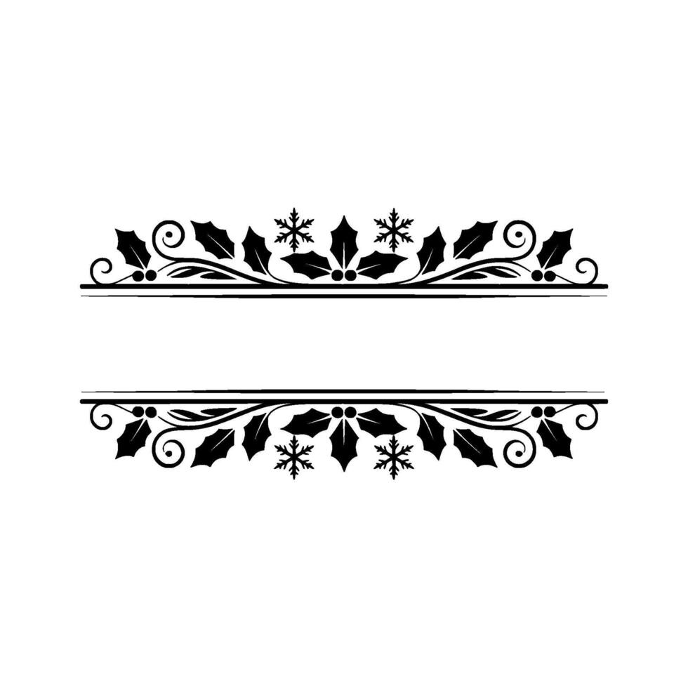 Elegant Winter Border, Festive Deco, Holly vector