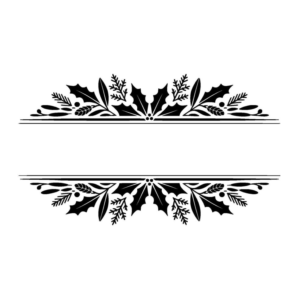 Elegant Holly Border, Vintage Festive, Branches vector