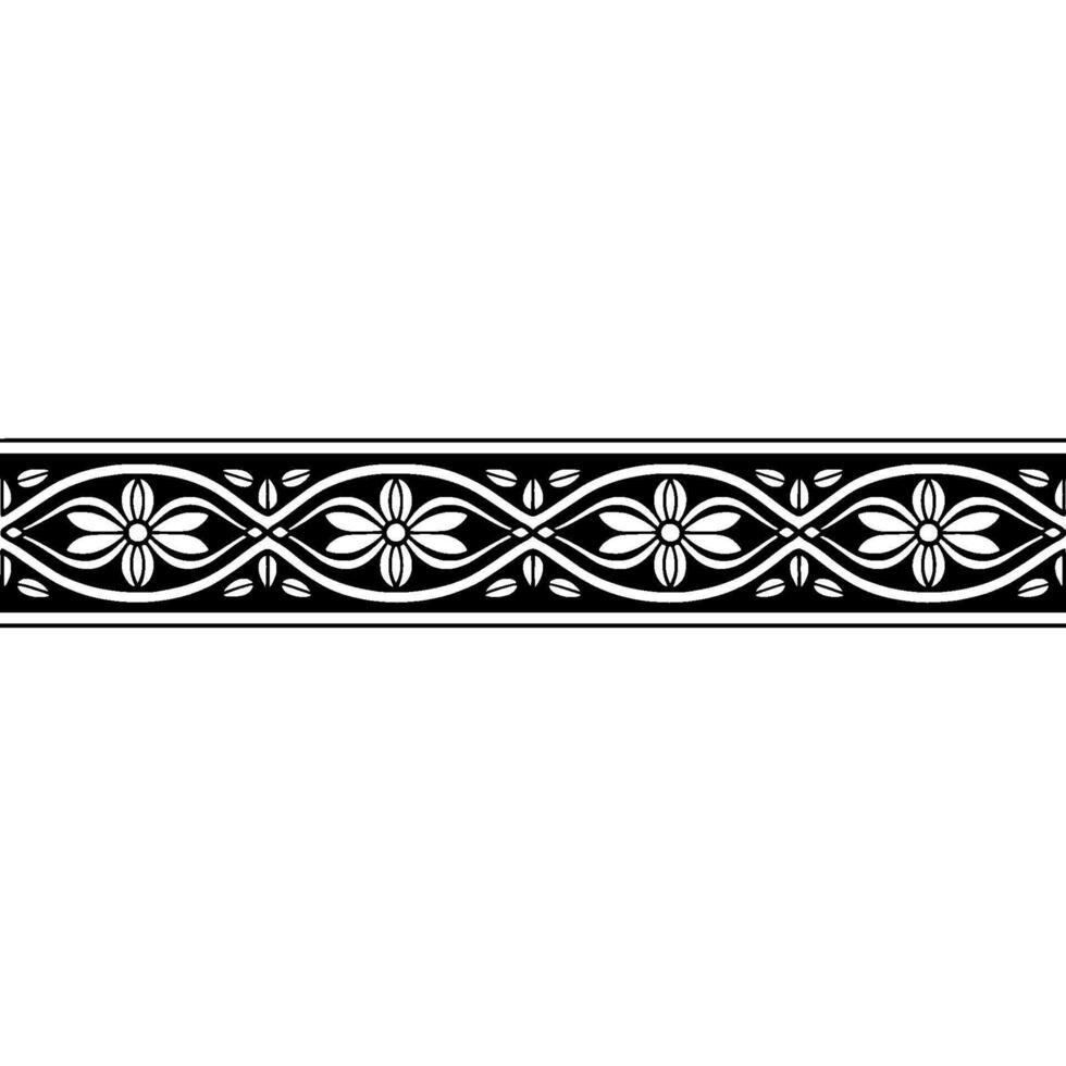 Elegant Black Floral Border, Art Deco Style, Artdeco vector