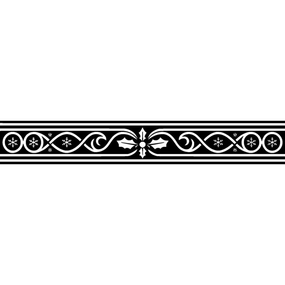 Elegant Black and White Snowflake Border, Vintage Ornamentation, Ornament vector