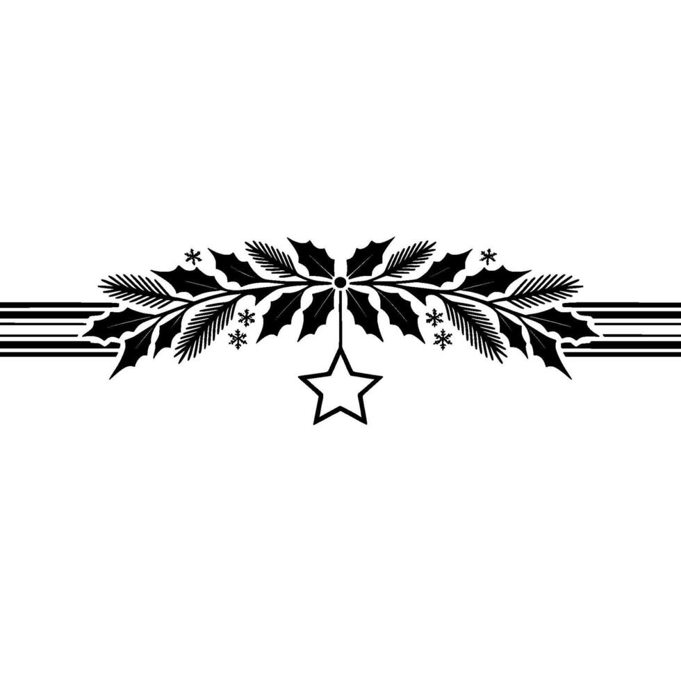 Winter Holly Star Ornament, Minimalist Festive vector