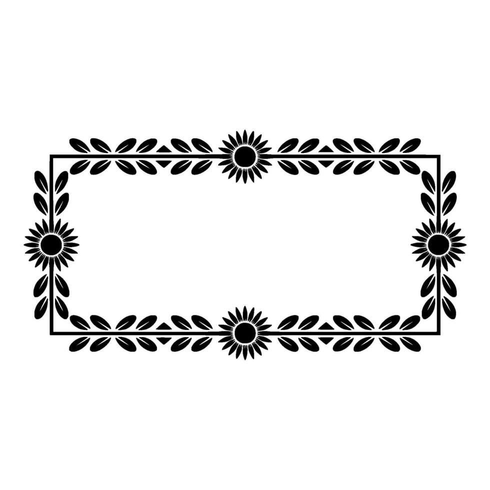 Elegant Botanical Frame, Vintage Style, Decorative Border, Sunflower vector