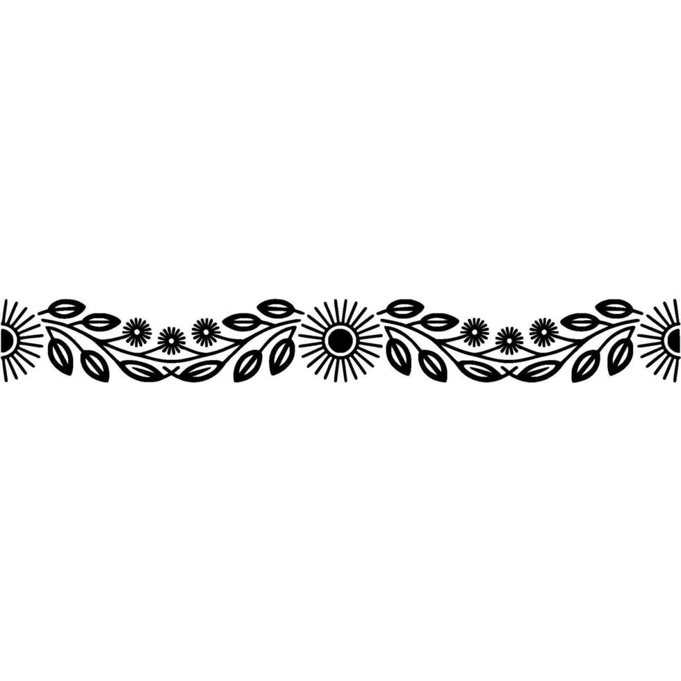 Mid-Century Floral Border, Geometric , Vintage Aesthetic vector
