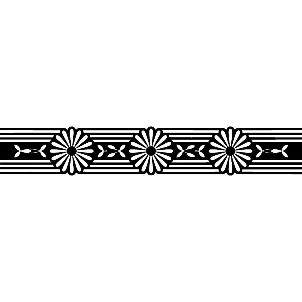 Geometric Floral Border, Minimalist , Black and White vector