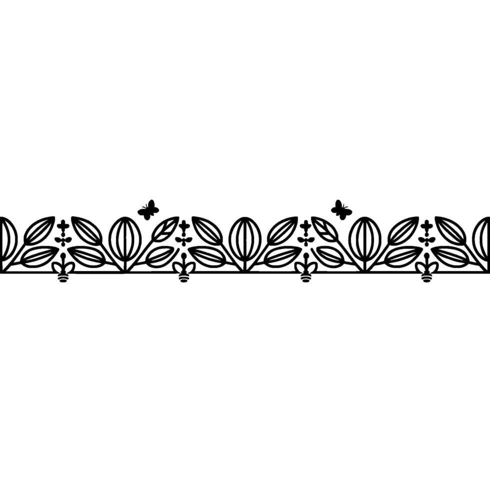 Elegant Botanical Border, Vintage Style, Delicate vector