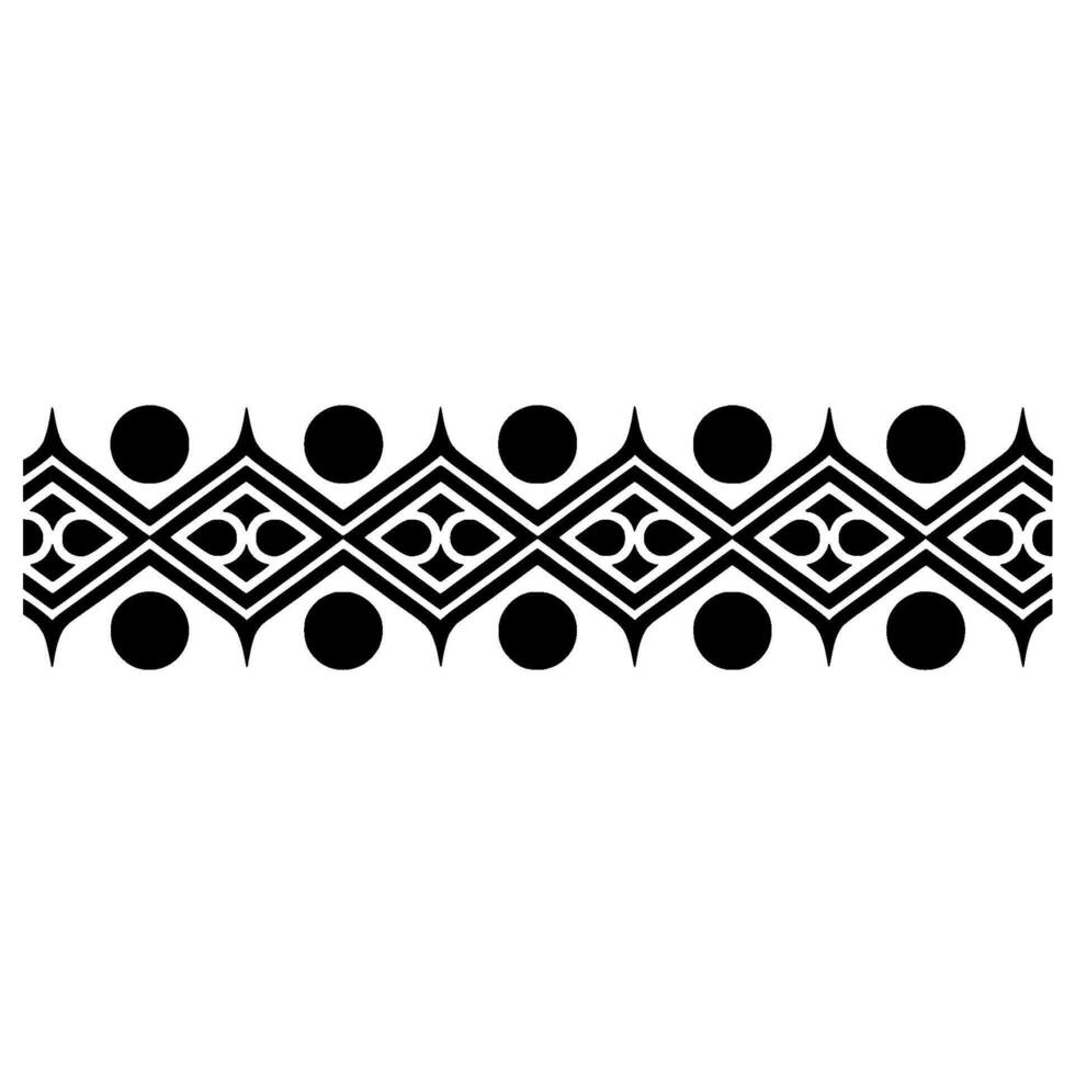 Geometric Tribal Border, Stylized Black White Pattern vector