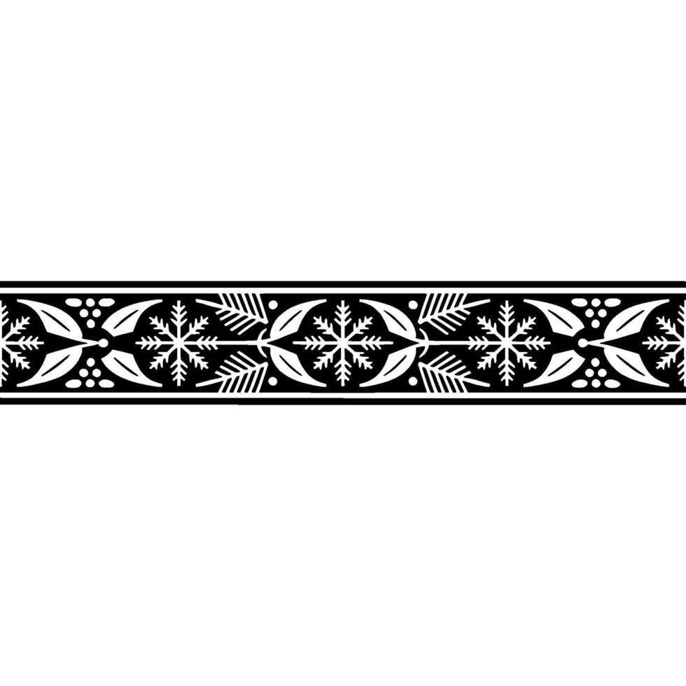 Winter Border Stylized Snowflake and Leaf Ornamentation vector