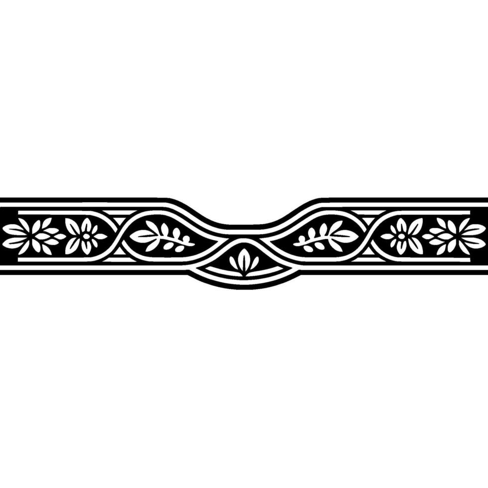 Intricate Black and White Border Ornament, Art Nouveau Style vector