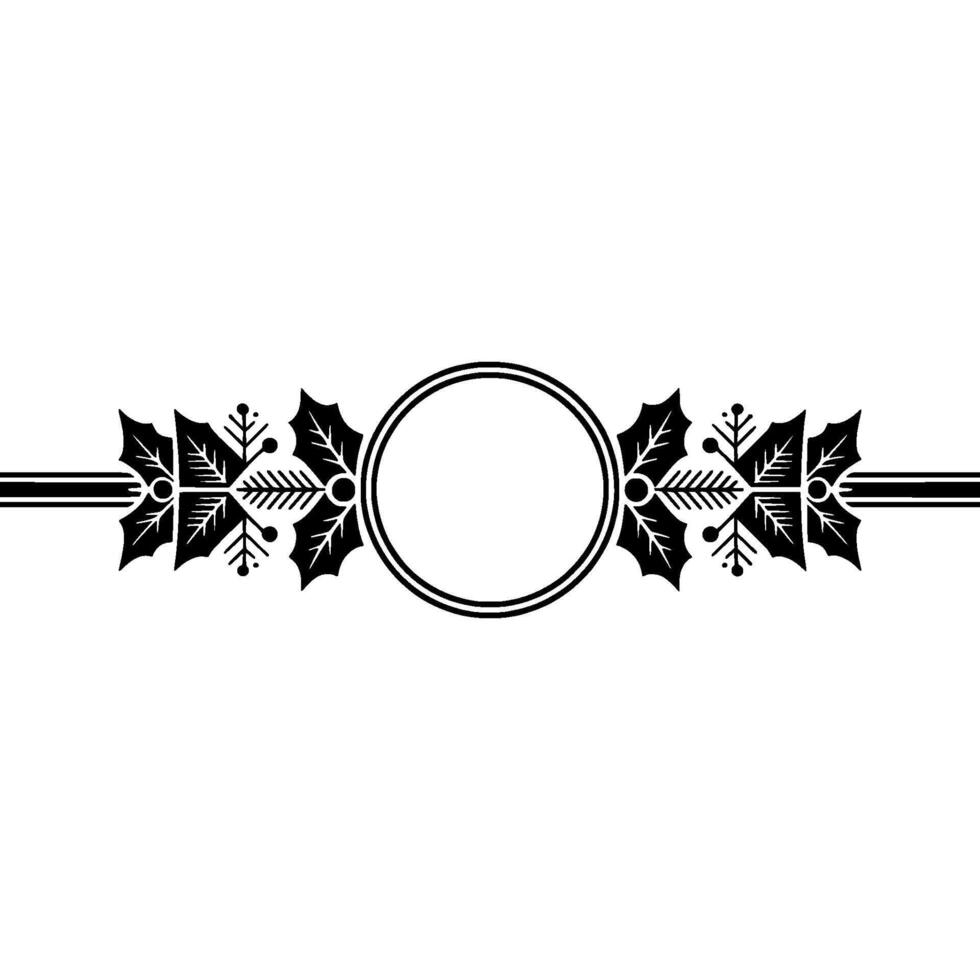 Art Deco Holly Circle Ornament, Elegant Festive vector