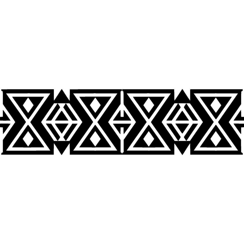 Geometric Tribal Border, Black White Pattern, Abstract vector