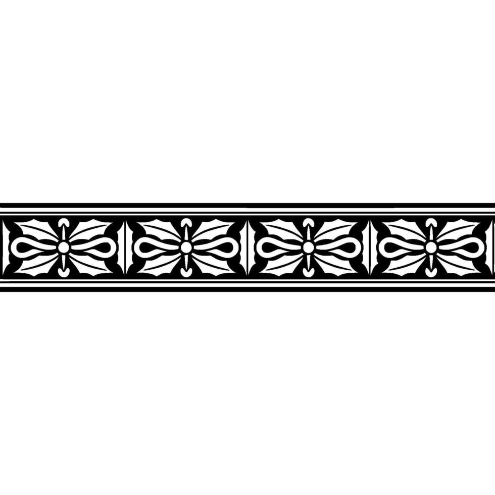Intricate Black and White Floral Border, Art Deco Style vector