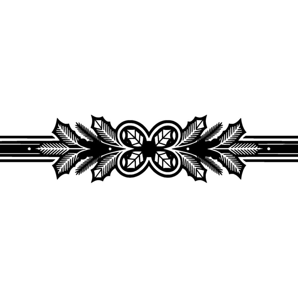 Stylized Winter Holly Border, Vintage Festive vector