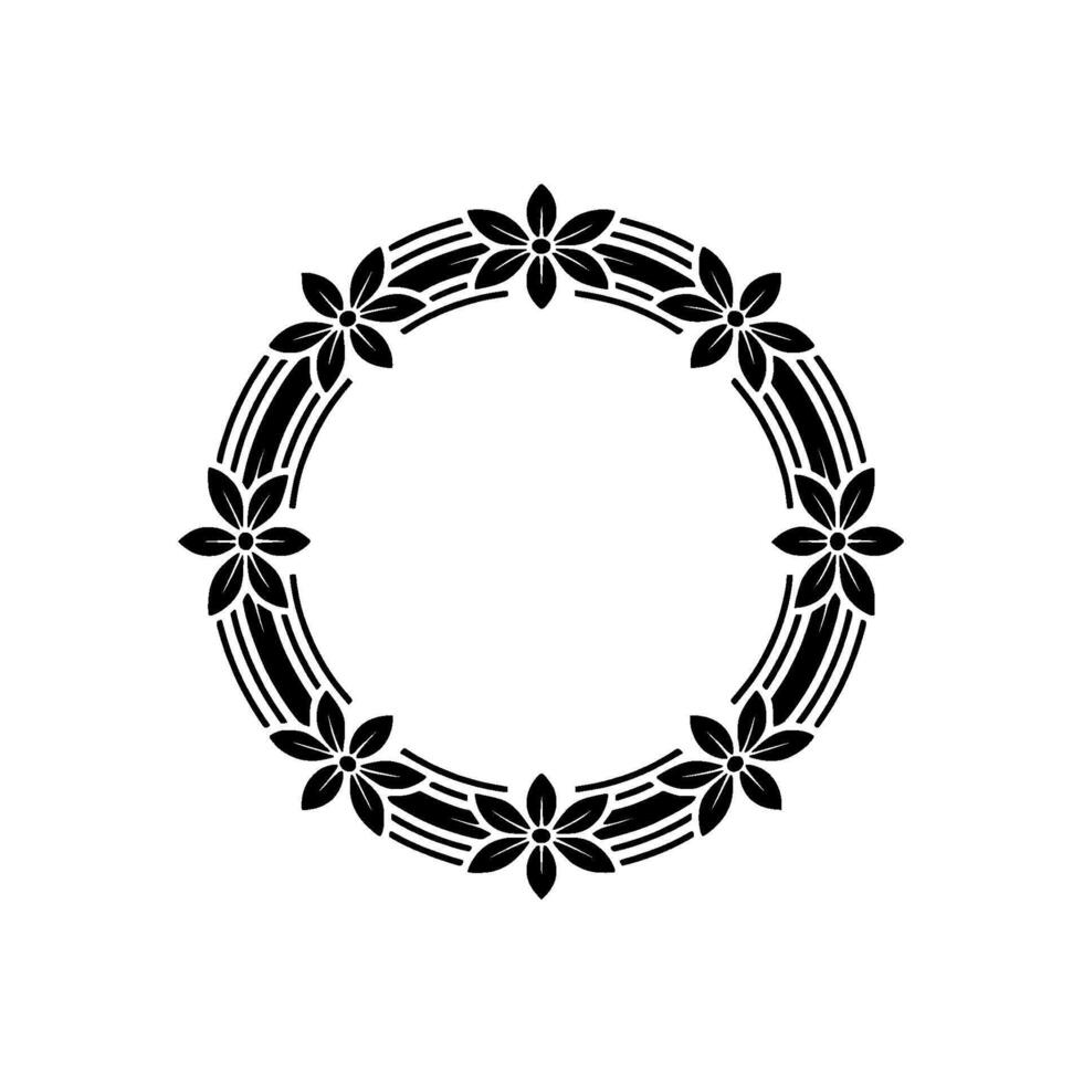 Elegant Floral Wreath, Minimalist , Circular Frame - Pattern vector