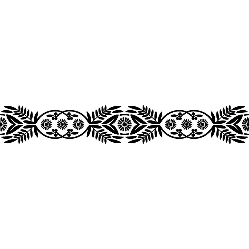 Stylized Floral Border, Vintage , Decorative Element - Line vector