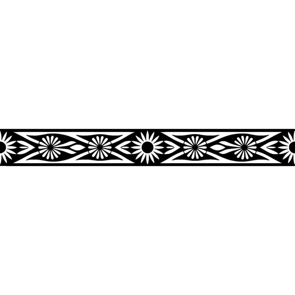 Geometric Tribal Border, Black and White Pattern - Decorative vector