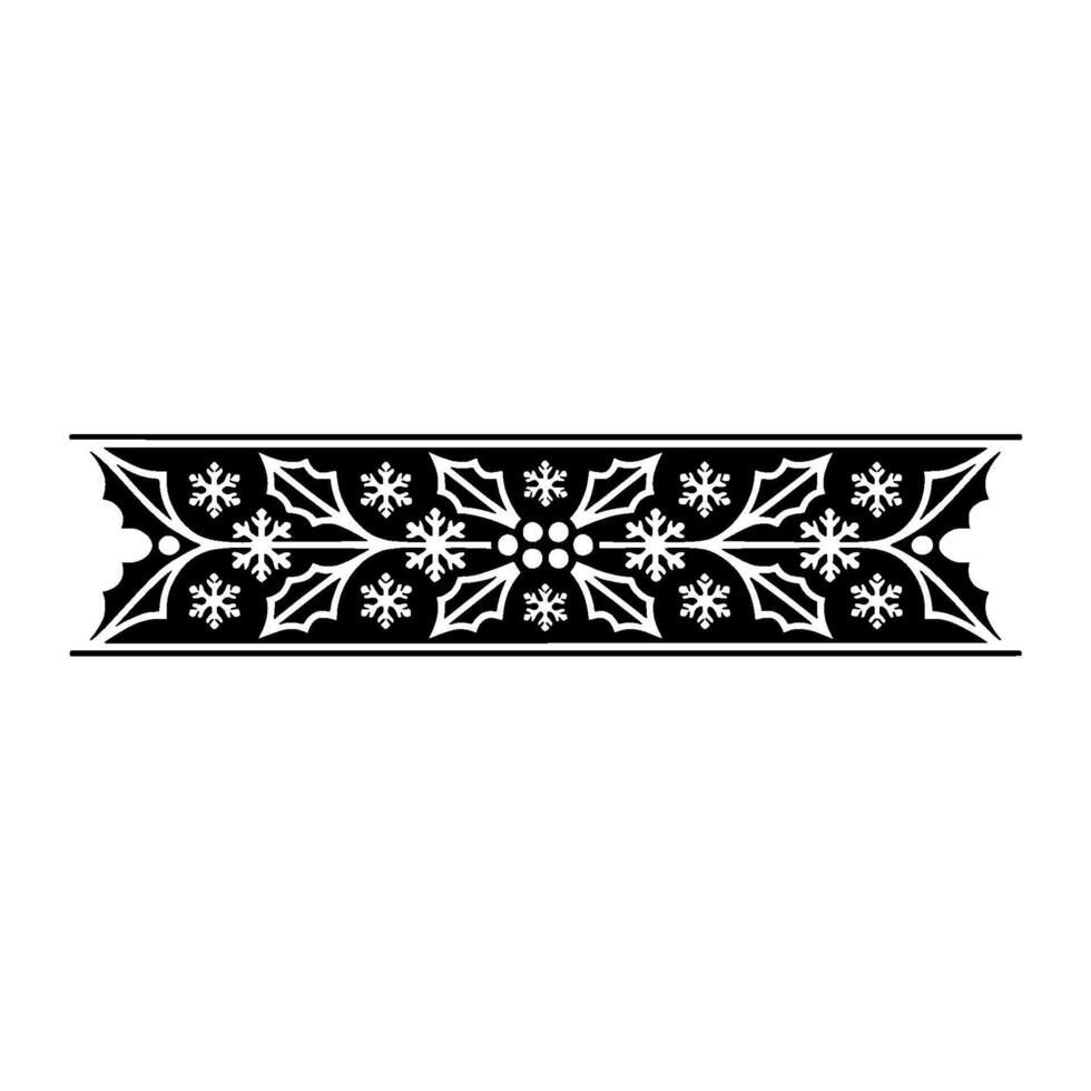 Elegant Black White Snowflake Border Vintage Ornamentation, Ornament vector