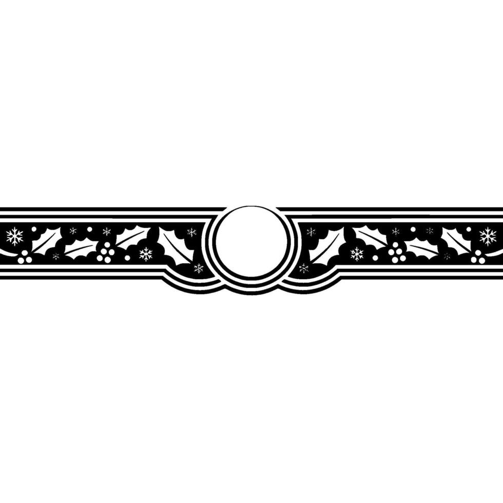 Elegant Winter Border, Holly Snowflakes - Festive vector