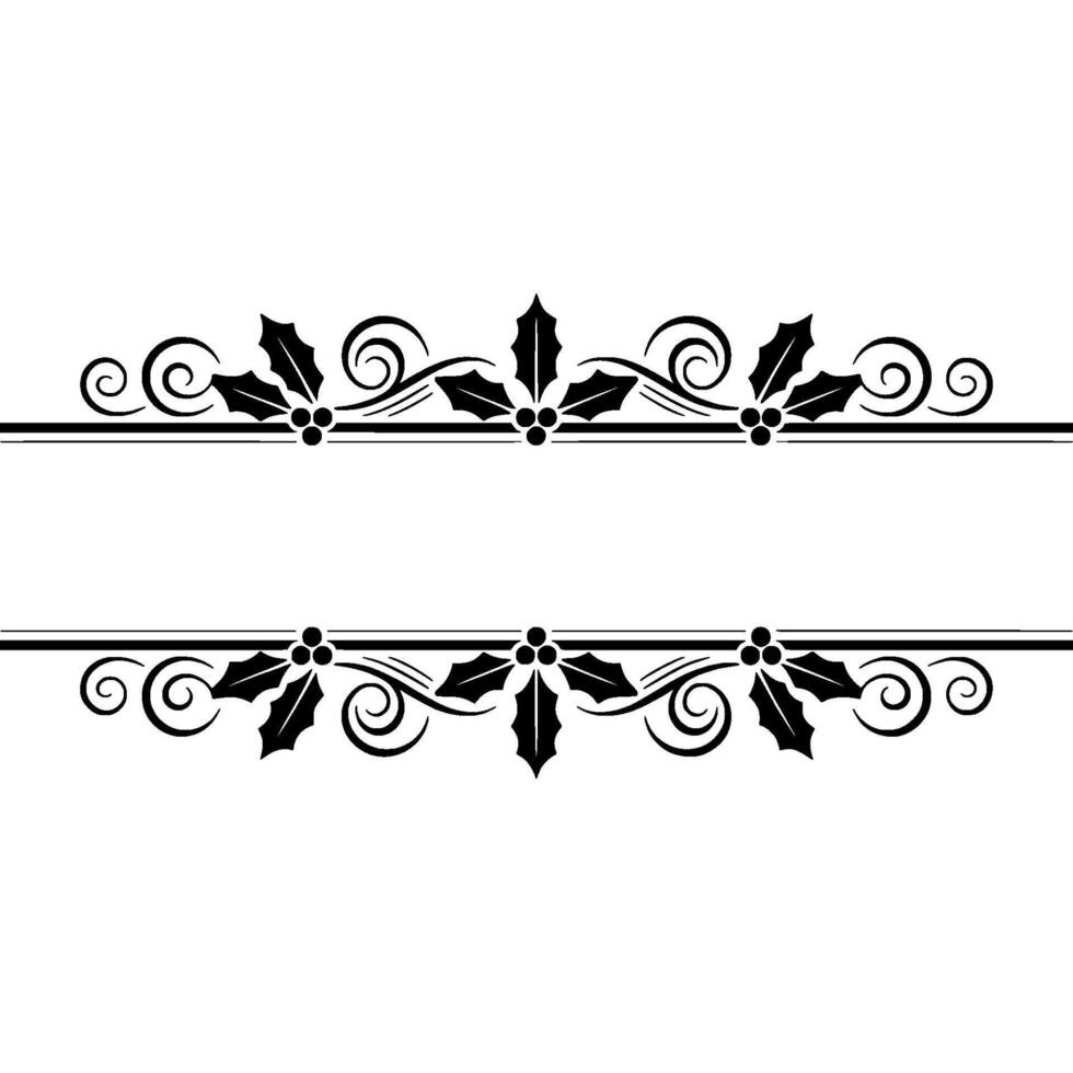 Elegant Holly Border, Vintage Element, Swirls vector