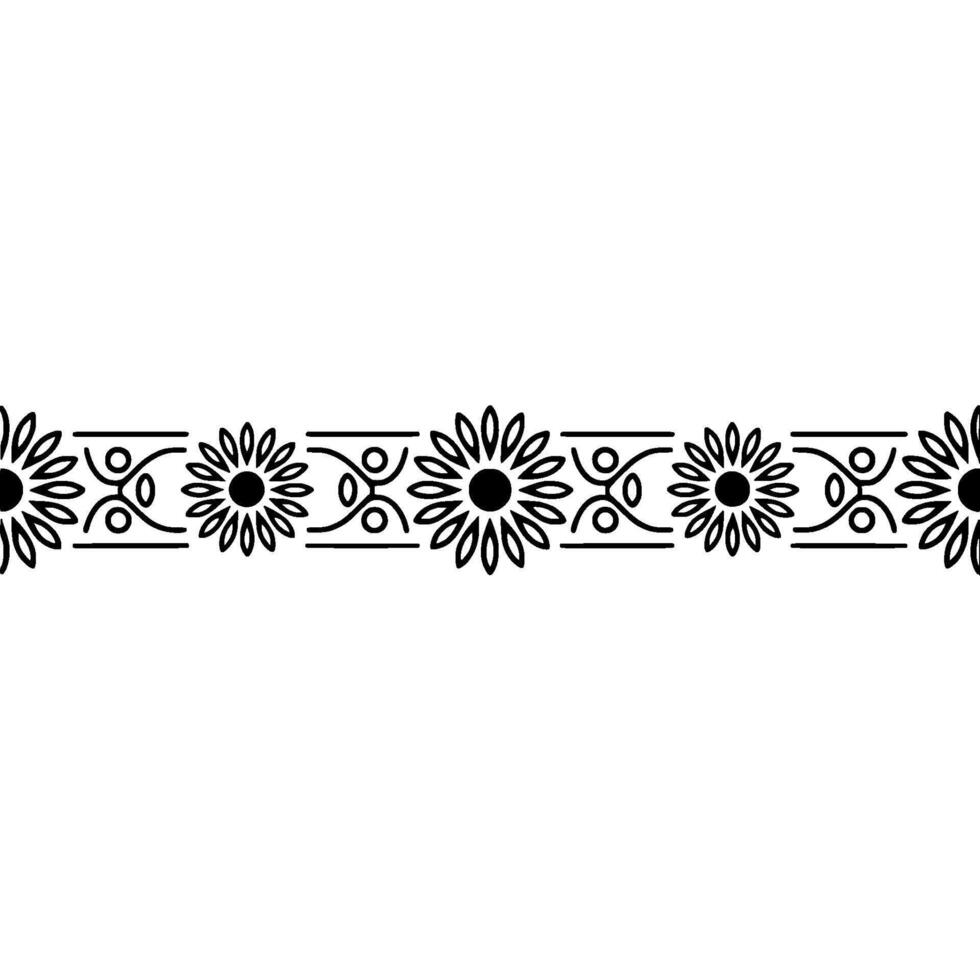 Elegant Floral Border, Vintage - Lineart vector